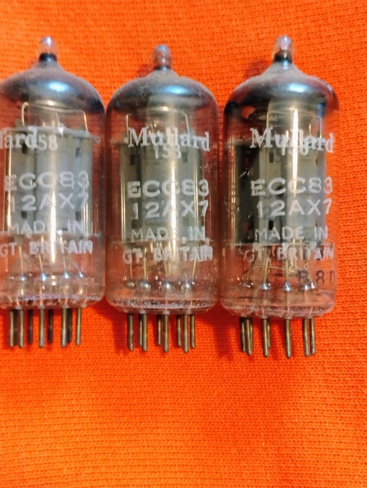 3 Mullard 12ax7 ECC83 F91 tubes O getter