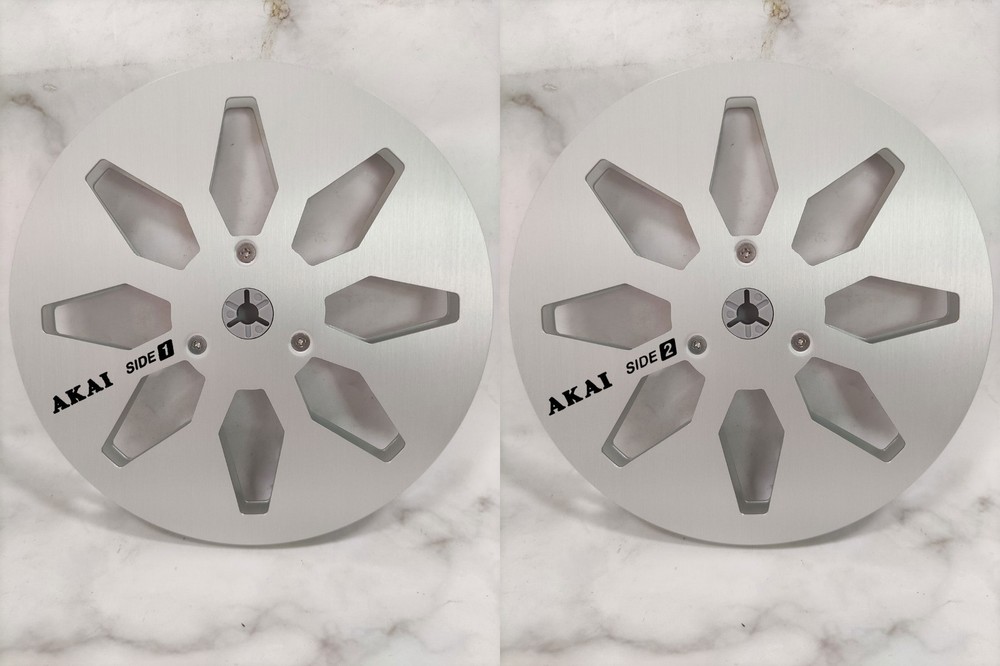 One Pair 7” Akai Tape Reel Silvery Aluminum Reel to Reel Empty Take up Reel