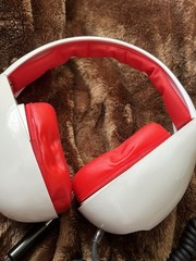 Vtg Zenith Headphones space age MCM White Red cord Japan