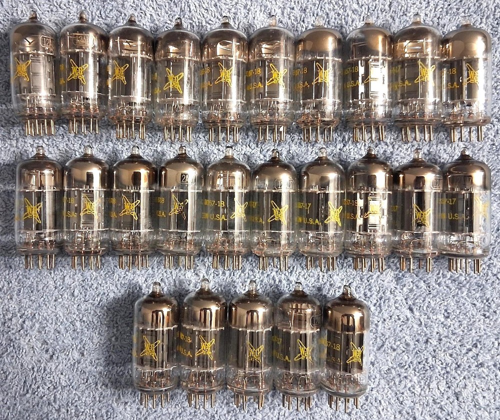 1957 Raytheon 12AU7/ECC82 PLATINUM PLUS GRADE Preamp Tubes Matched Pair 90% NOS!