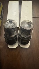 PAIR NOS GE For Zenith 6EA7 BLACk Plates Side Getter Audio TUBES
