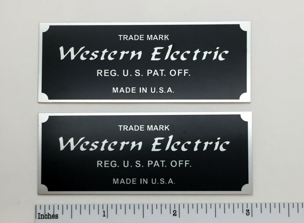 Western Electric Badge Logo Custom Made Aluminum PAIR Silver or Gold