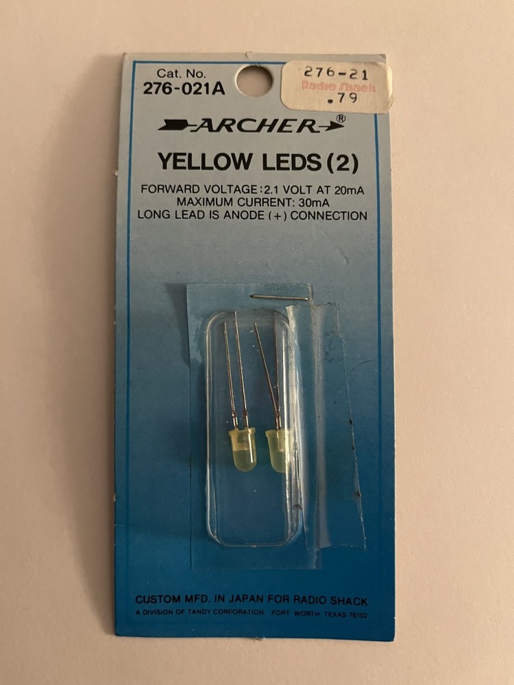 Radio Shack Yellow LEDS (2) 276-021A Tandy Archer 🔥NEW NOS💥