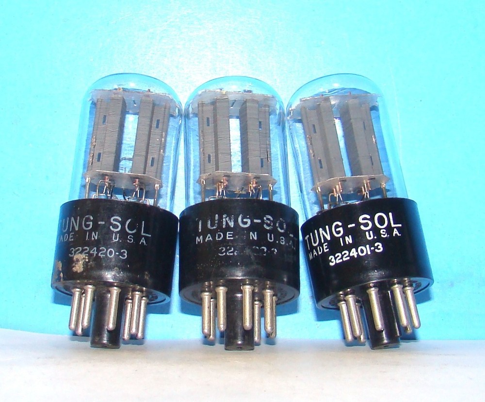 6SN7GT Tung-Sol radio audio amplifier vacuum tubes 3 valves tested 6SN7GTB 6SN7