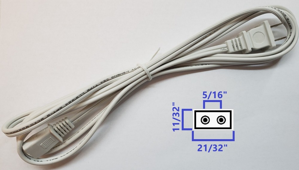 Replacement AC Power Cord Rheem Roberts Reel to Reel Player 2-Pin Round Prongs