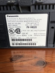 Panasonic PV-V4520 4-Head Hi-Fi Vhs VCR+ Blue Line w/Remote & Owners Manual