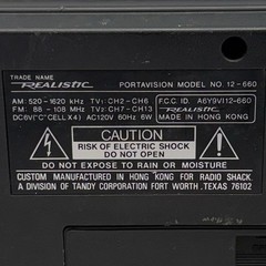 Vintage Realistic Portavision 12-660 4-Band AM/FM Radio Tested Works AC/Battery