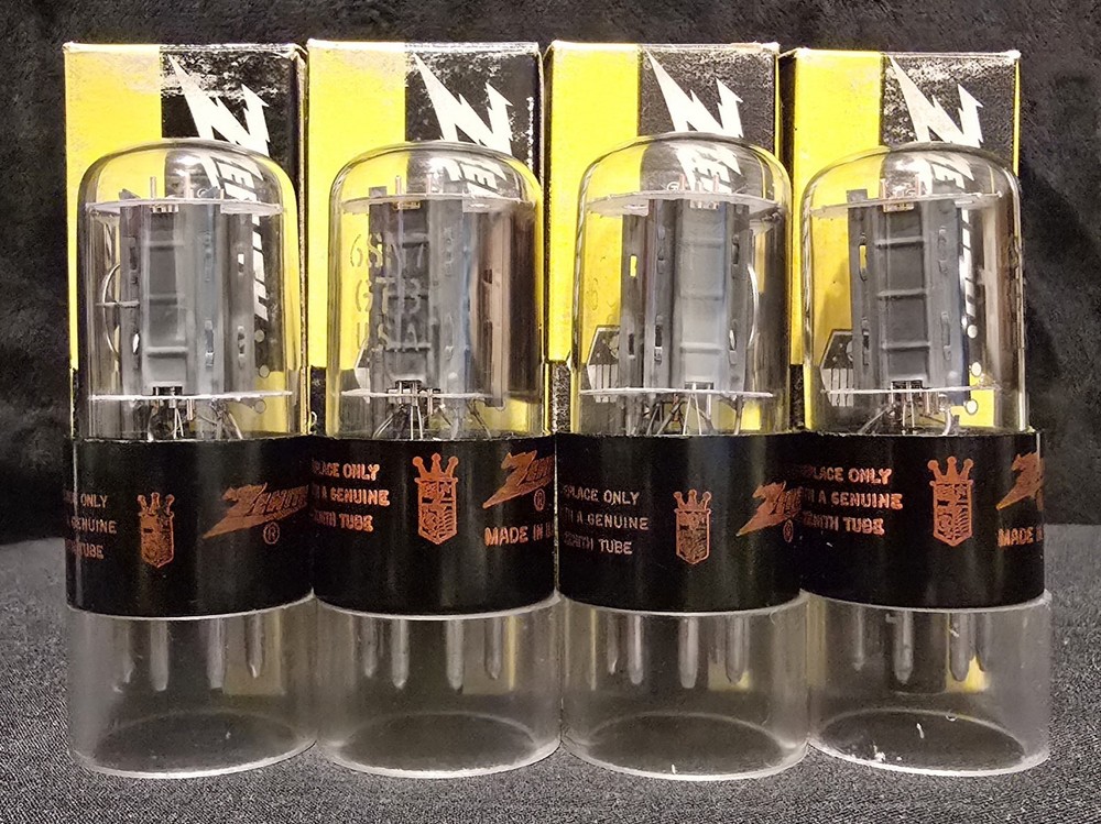 ZENITH 6SN7 GTB TUBE RED CROWN PREMIUM AUDIO CHROMED HALOS MATCHED QUAD (4) FOUR