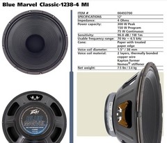 Peavey Blue Marvel 12″ 4 ohms 75W Guitar Speaker by Eminence Unused dated 2006