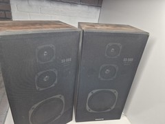 Sanyo SS-560 Floor Speaker Pair 8 Ohm Impedence Walnut Vinyl Veneer Tested