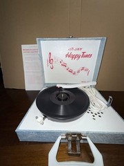 Vintage Dejay Happy Tunes Denim Patchwork Portable Record Player Model SP-14