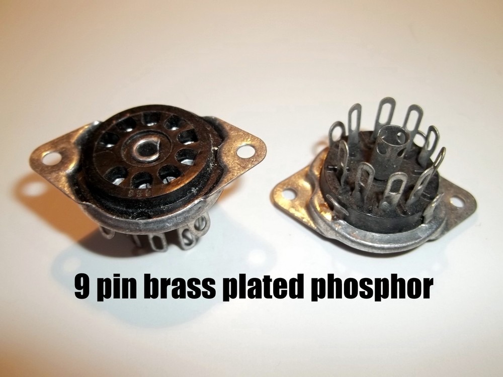 Tube Socket 9 pin, bake, contact: brass plated phosphor mfg: Elco 1960, NOS, 2X