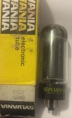 5U4GB/5AS4A NIB Sylvania Rectifier Vacuum Tube Black Plate Halo Balanced NOS