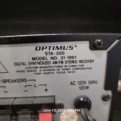 Optimus STA-300 AM/FM Stereo Receiver 31-1991 Works *Read Description*