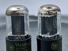 (2) Westinghouse 6SN7GTB Tubes Short Bottle Black Plates D Getters Test Strong