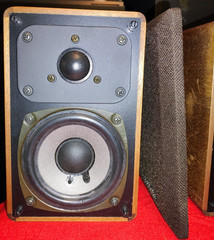 Pair Of Realistic Minimus -7W Speakers #40-2039A Walnut Veneer Tested Japan 40W.