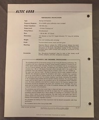 Vtg Original Altec 688B Professional Omnidirectional Microphone Spec Sheet (A3)