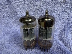 Matched Pair Vintage Matsushita 12AX7 ECC83 Ribbed Plate Tubes Tested Strong
