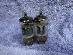 Matched Pair Vintage Matsushita 12AX7 ECC83 Ribbed Plate Tubes Tested Strong