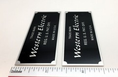 Western Electric Badge Logo Custom Made Aluminum PAIR Silver or Gold
