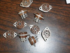 LOT OF 10 Vacuum Tube Socket 7 Pin Brown PHENOLIC Panel Bracket Mount USA NOS