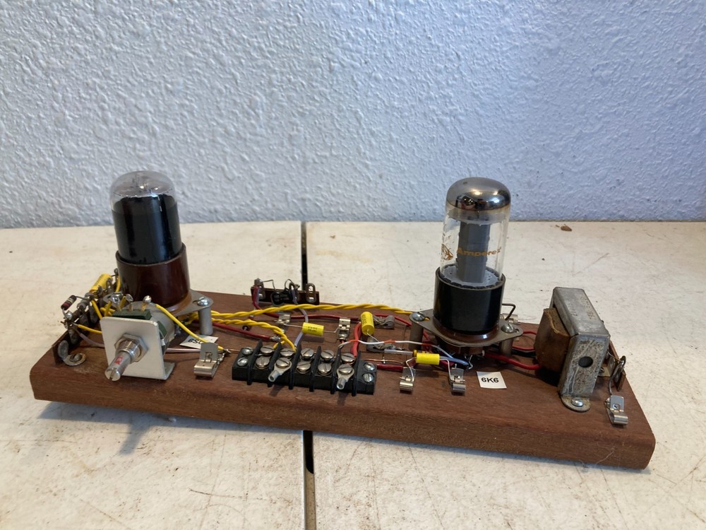 Custom Tube Amp Breadboard Project Amperex 6K6 6SC7 Cumaru Wood Base