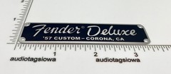 Fender Deluxe Corona Logo Case Badge Custom Made Black/Silver Aluminum w/ Screws