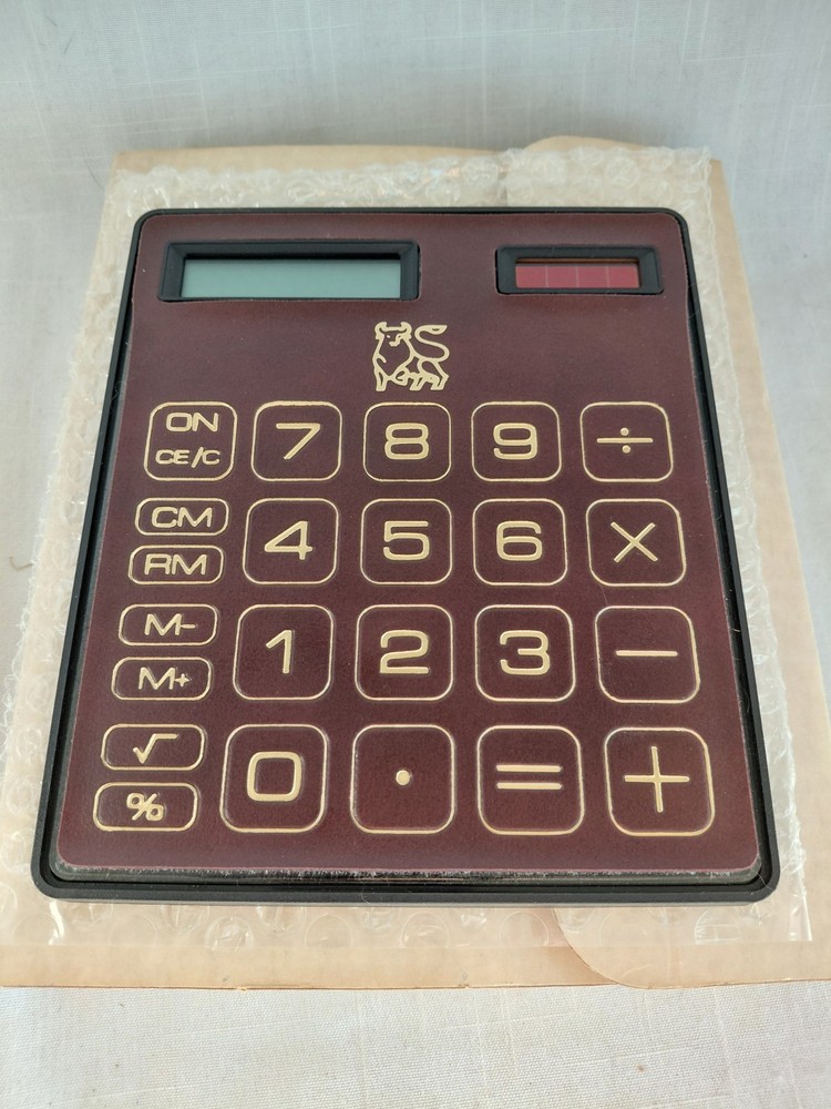 Vintage VITRONIC Solar/Battery Calculator 1980’s NIB Faux Leather Full Size Good