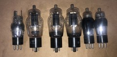 Lot of 6 Vintage Glass Vacuum Tubes – IB525S (3 ea), 6BG6G, 58, 6C6