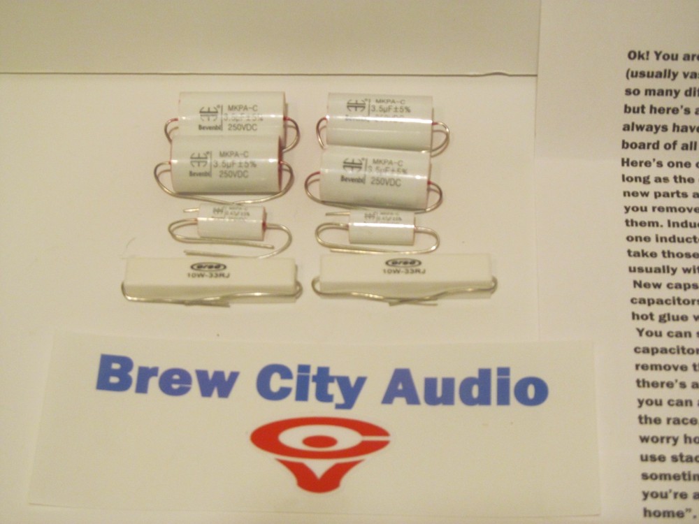 Capacitor recap re-cap kit for Cerwin Vega D3 D5 crossover restoration