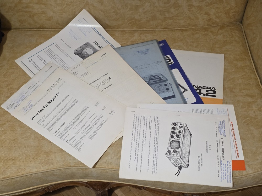 NAGRA KUDELSKI JENSEN MANUALS BROCHURES PRICELISTS. 8 ITEMS.