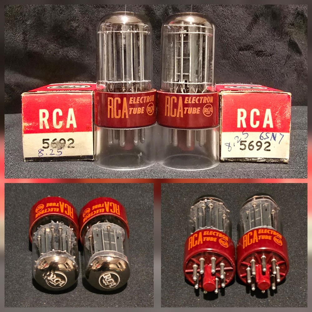 RCA 5692 6SN7 GT TUBE 1960s 10,000 HOUR RED BASE MATCHING SET NIB