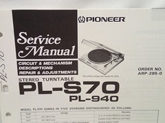 Pioneer Lot of 7 Turntable Original Service Manuals PL-4 7 C7 X5 S30 S70 516