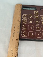 Vintage VITRONIC Solar/Battery Calculator 1980’s NIB Faux Leather Full Size Good