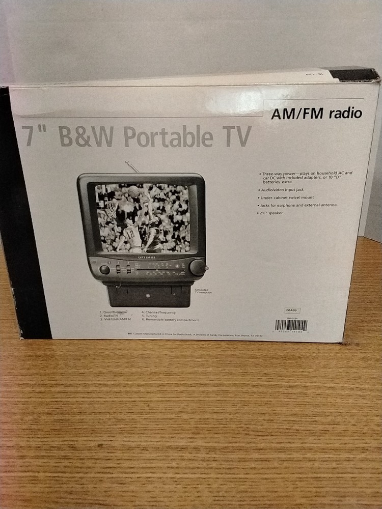 7″ B & W Vintage Portable TV