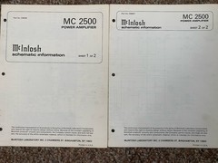 Vintage Mcintosh MC2500 Amplifier Service Manual Information Original