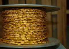 Gold Twisted Rayon Covered Wire, Vintage Style, Cloth Lamp Cord, Antique Lights
