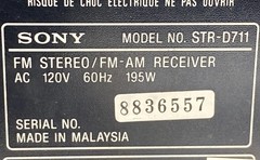 Vintage Sony STR-D711 AM/FM Stereo Receiver Dolby Pro Logic For Parts