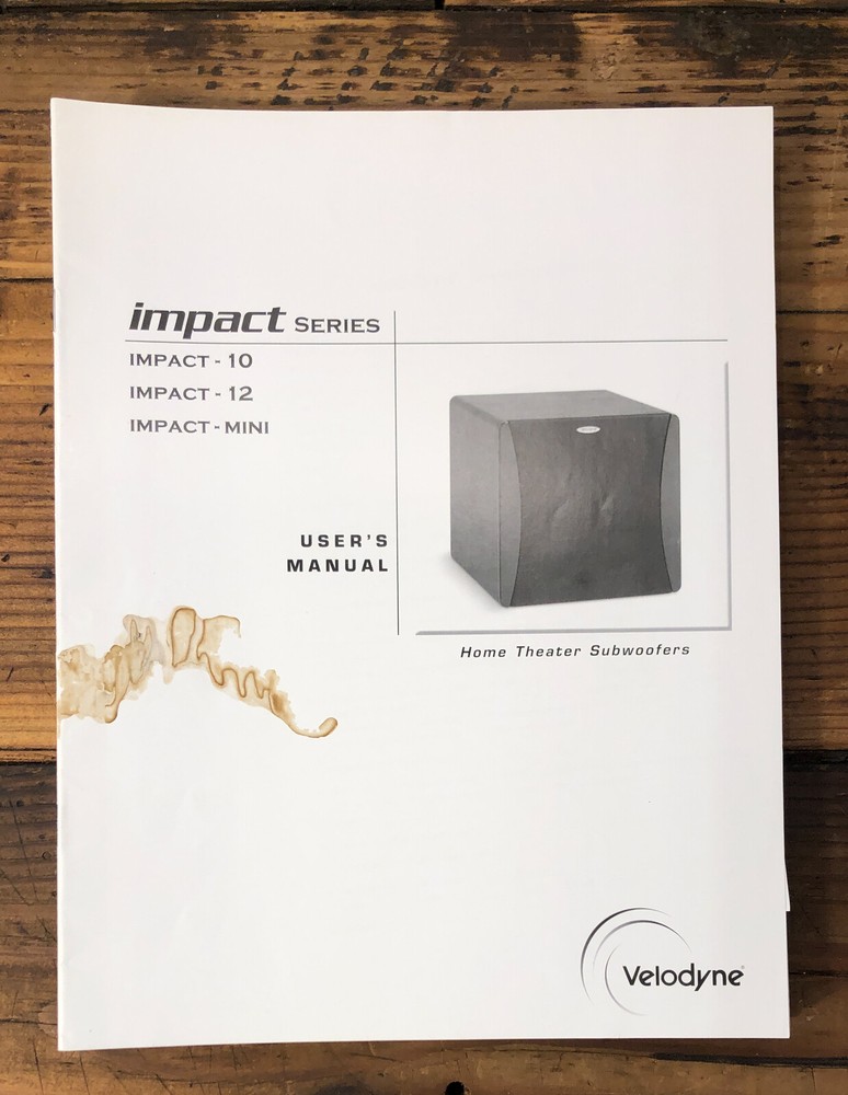 Velodyne Impact-10 -12 -Mini Subwoofer Owner / User Manual *Original*
