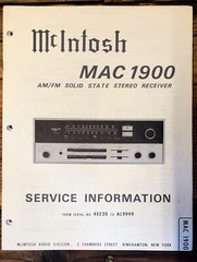 McIntosh MAC 1900 Receiver Service Manual *Original*