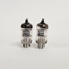 M8100 CV4010 5654 EF95 MULLARD VINTAGE PAIR VALVE TUBE- RING GETTER, BLACK PLATE