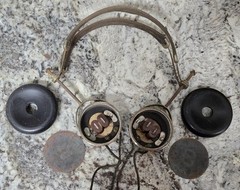 1920s-Era Antique Yanky Headphones with Headband & Cloth Cord – Very Rare Brand!