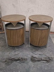 Vintage Pair Zenith Circle of Sound Speakers Wood Grain Round Retro Omni WORKING