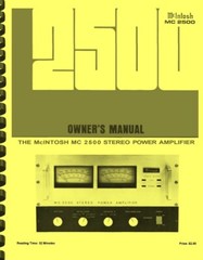 McIntosh MC2500 Stereo Amplifier OWNER’S MANUAL and SERVICE MANUAL
