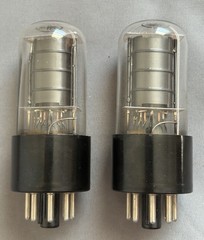 Matched Pair RCA 6V6GT Tubes Clear Top & Glass Black plates, Webcor labeled 1965