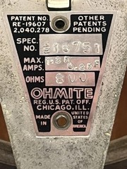 *Rare* OHMITE Virteous Enameled Mounted Rheostat Potentiometer mated With E16751