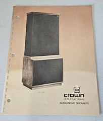 Original CROWN ES224 ES26 ES14 C8 Auralinear Speakers Advertising Spec Sheet