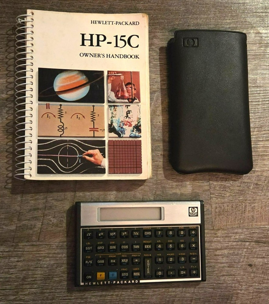 Hewlett-Packard HP-15C Calculator with Owner’s Handbook and case Vintage