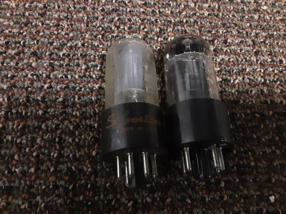 Pair Mixed 6V6GT / Dark Glass Vintage Radio Tube Guitar Audio Amp Tested