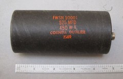 Vintage Cornell Dubilier, 525uF MFD, 450V Electrolytic Capacitor TESTED